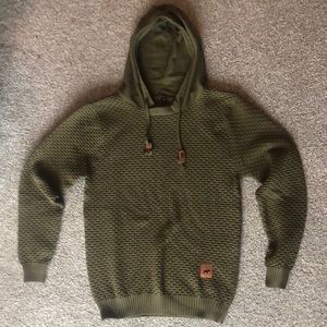 Men’s olive drab green Serremo Outer Wear brand sweater hoodie.  Size S.